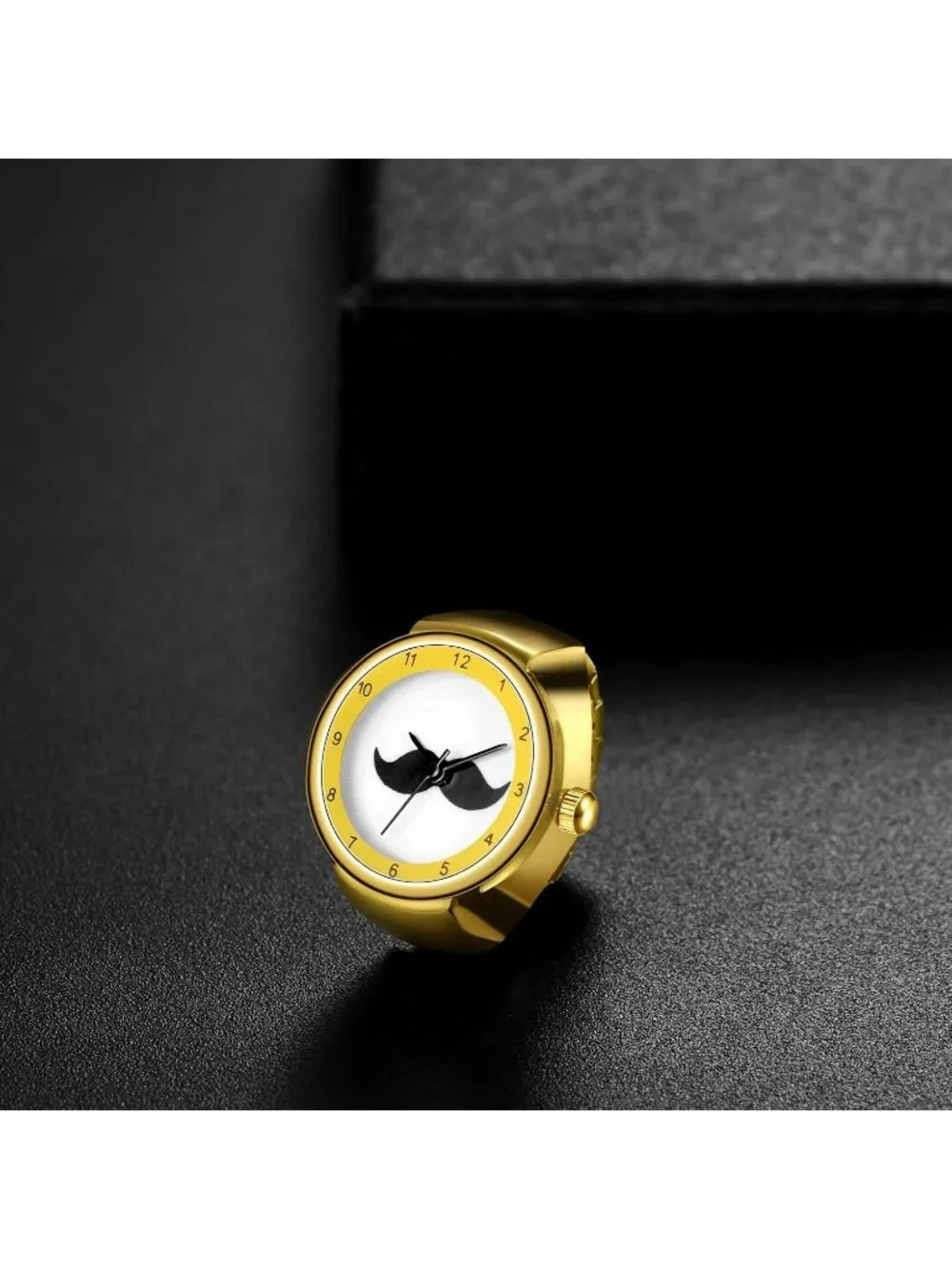 Unisex All Gold Analog Quartz Stainless Steel Arabic Numerals Casual Ring Watch - Picture 2 of 7